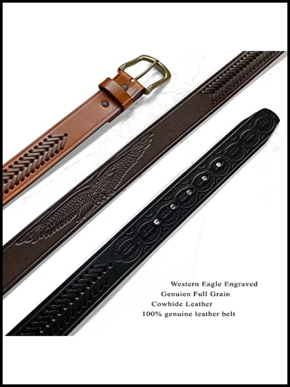Western Hand-Braided Belt Genuine Full Grain Leather Casual Jean Belt 1-1/2